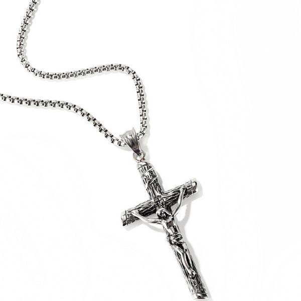 Eksklusivt halskjede i rustfritt stål Cross Jesus Silver