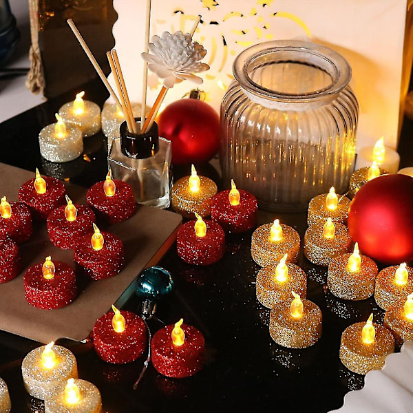 12 st Flameless LED-te ljus Batteridrivna Glitterljus Heminredning