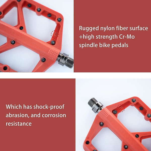 9/16\" MTB Cykel Flade Pedaler - Nylon Forseglede Lejer