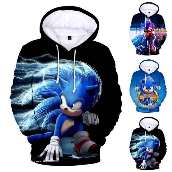 Boys Sonic The Hedgehog Sport asual Sweatshirt med hette for barn C 160cm