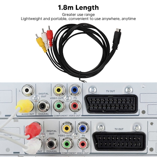 Mini DIN 10-pin til 3 RCA-kabel Hann til Hann Klar Signal Videoadapterkabel for TV-skjerm Projektor 1,8 m