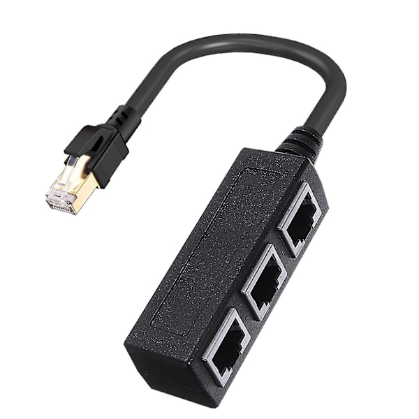 RJ45 Ethernet-kontaktdeler 1 til 3 stikkontakter Internettkabel 5 6 7 Adapter