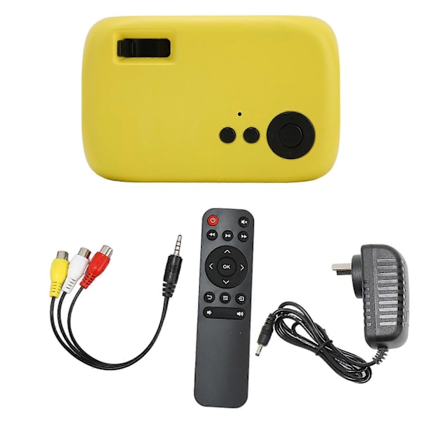 M24 Mini Bærbar Projektor Multifunksjonell 360 Graders Surroundlyd Hjemmekino Videoprojektor 100?240V Gul AU-Plugg