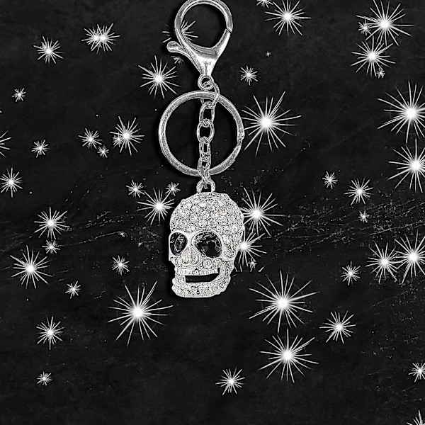 2 stk Hodeskalle Nøkkelring Skjelett Nøkkelring Elegant Hodeskalle Formet Krystall Rhinestone Nøkkelring Halloween 3d Krystall Hodeskalle Nøkkelring For Kvinner For Biltilbehør