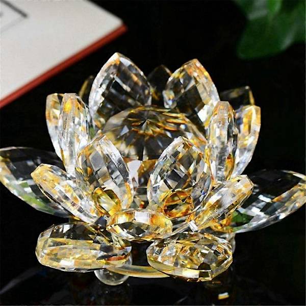 Blå Krystal Blomster Ornamenter Krystal Lotus Indretning Krystal Glas Lotus Ornamenter Creat