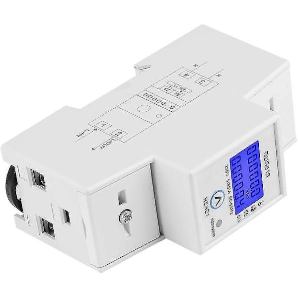 Enfaseret Energimåler 5-80a 230v 50hz Lcd Baggrundsbelysning Enfaseret Energimåler Kwh Måler Din Skinne Montering Dds015 Måler Watt Kwh