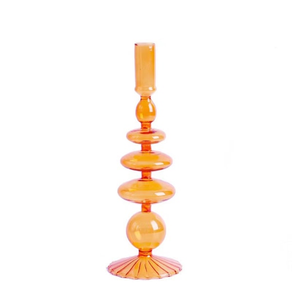 (Striped bottom-yellow) Simple creative glass vase candle holder