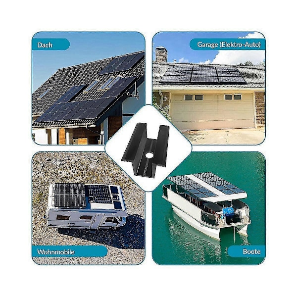 10 x Midtmonteringsklemme til PV-solpaneler, Sort, Modulholder til alle rammehøjde, Solpanelbeslag