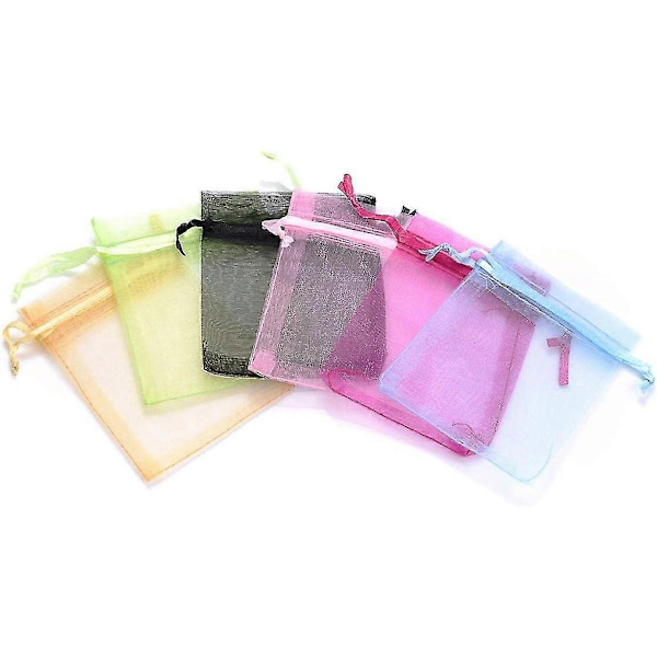 50 stk. 10 x 15 cm Organza Gavepose med Snøre - Bryllupsgavepose