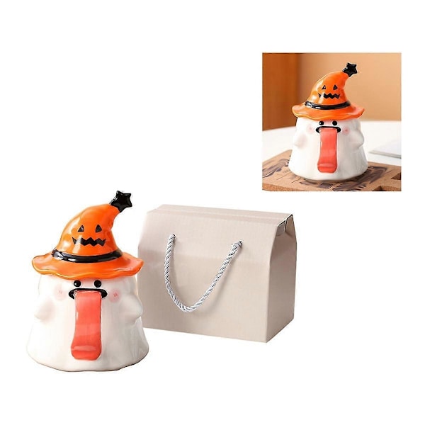 Halloween Mugg med Häxhattlock, Söt Originell Mugg med Utsträckt Tunga, Nyskapande Halloween Keramisk Temugg