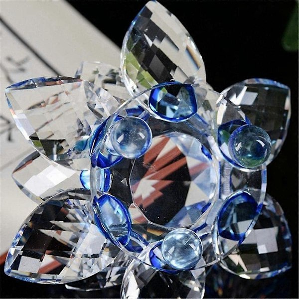 Blå Krystal Blomster Ornamenter Krystal Lotus Indretning Krystal Glas Lotus Ornamenter Creat