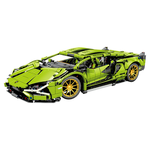 Statisk 1:14 grön Lamborghini sportbil högkvalitativa monteringsbyggstenar Green