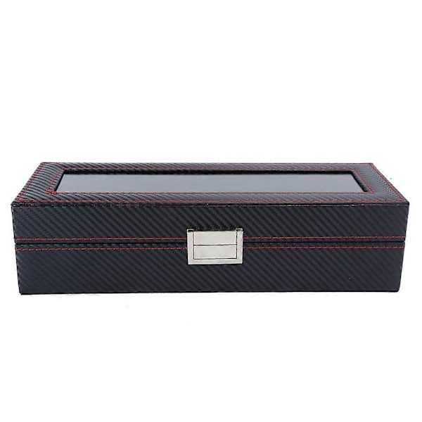 Sex-fackigt Urklocka Box PU Läder Urklocka Förvaring Box Svart Display Smycken Armbandsur Organizer