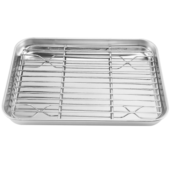 9 Inch Toaster Oven Tray and Rack Set, Small Stainless Steel Baking Pan with Cooling Rack,Dishwashe