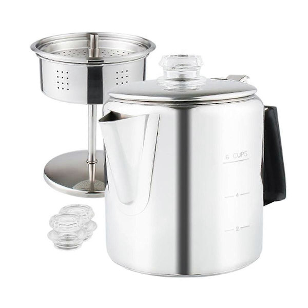 Multifunktionel Perkolator Kaffeekande med Varmebestandig Glasknap og Silikonhåndtag, til Induktion