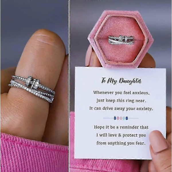 Nhxp Till Min Dotter - Fidget Ring, Ångest Ring För Kvinnor, Ångest Ring Med Pärlor Spinner För Kvinnor Flickor (silver)