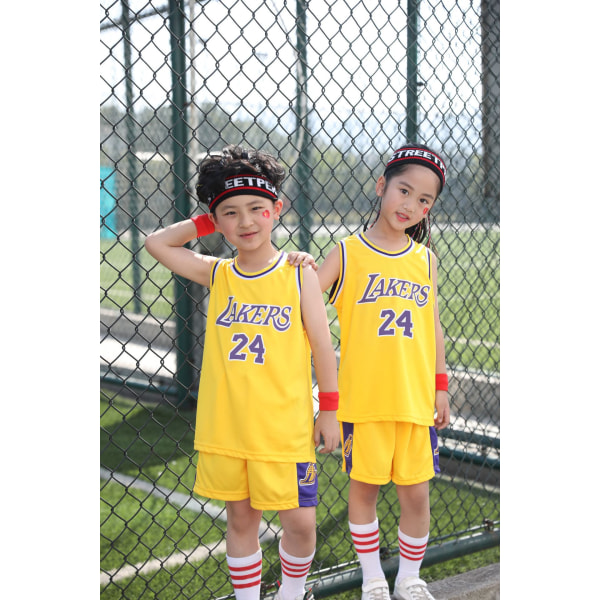 Lakers #23 LeBron James Jersey No. 23 Basket Uniform Set yellow（NO.24) XS
