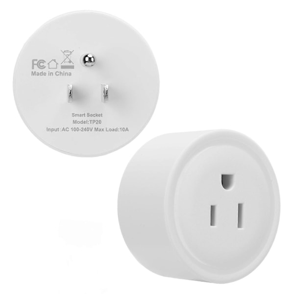 Mini Smart Plug 10A WiFi Stikstikkontakt Fjernbetjening Overbelastningsbeskyttelse Timer til Hjem Kontor US Stik