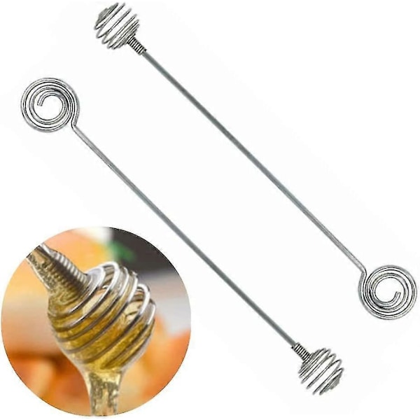 2 stk. 304 rustfritt stål honningpinner, skjeer, omrøringsstenger, swizzle, gave
