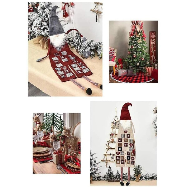 Jule-adventskalender Væghængende julemandsfilt adventskalender med 24 dages lommer Jule-nedtællingskalenderpynt til børn Hjemmekontordør W