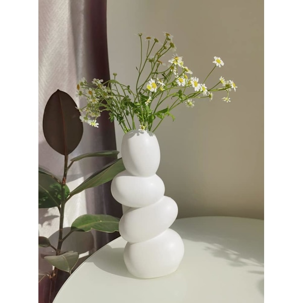 Keramisk vase, moderne hvid vase, egnet til hjemmedekorering stue, hjem, kontor, midtpunkt, bord og brudevaser