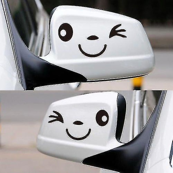 Smilende Ansigt Bilsticker Sort Bilspejl Dør Stickers Dekal Sort