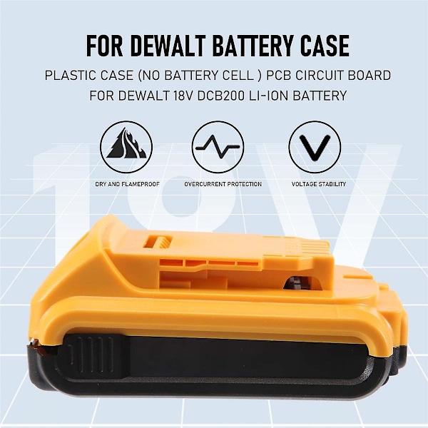 Batteriutbytes Plastfodral för DeWalt 20V DCB201,DCB203,DCB204,DCB200 18V Li-Ion Batteri Skydd Delar för 3A 4A 5A