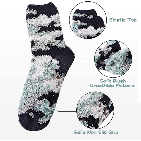 Mäns Fluffiga Sockar Tofflor Med Grepp Varma Fleecefodrade Halksäkra Sulor Tjocka Mysiga Fuzzy Jul Vintersockar