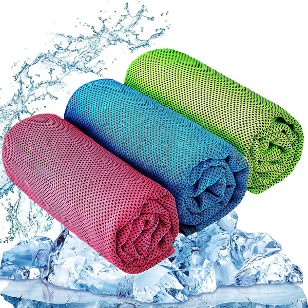 3 st kylhandduk (100x30 Cm) Cool kall handduk för nacke, mikrofiber ishandduk, mjuk andas kylig handduk för yoga