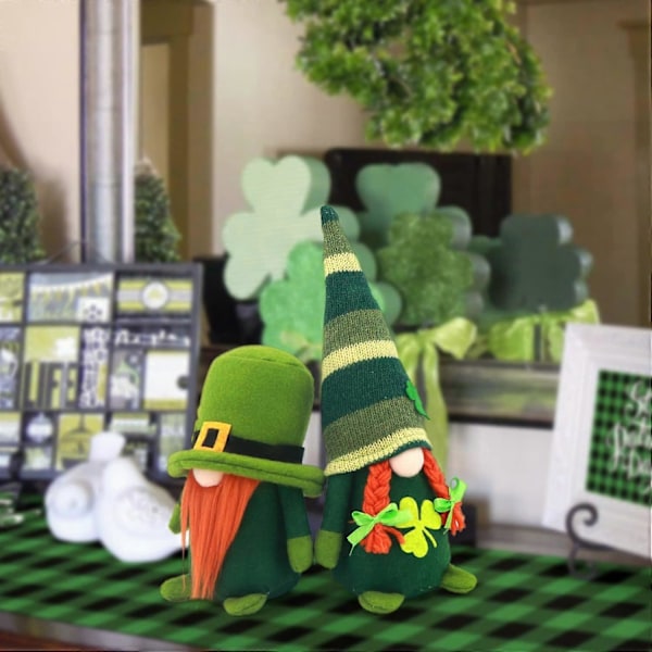 Sankt Patricks Dag Nisse Plys Legetøj Håndlavet Irsk Elf Skandinavisk Hjem Ornament Bordplade Grøn Leprechaun Clover Figurer Gave Dekoration Forårs Dekoration