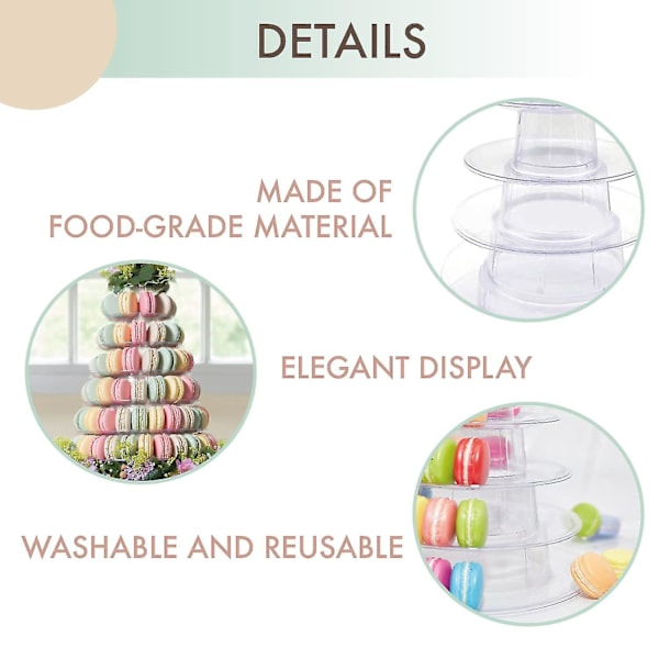 6-vånings Rund Plast Macaron Tornställ Macaronshållare Macaron Kaktorn Displayställ För Dessertvisning