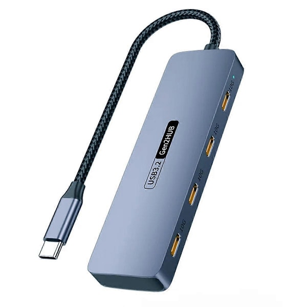 4 Portin USB-C-keskitin 10 Gbps: Nopea USB-C-jakaja kannettaville tietokoneille, PC-lisävarusteille, tableteille, puhelimille ja kiintolevyille