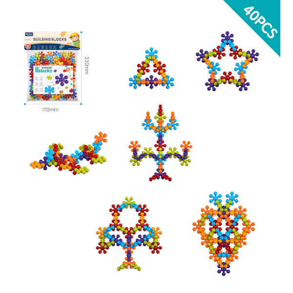 40 stk. Plommeblomst byggeklosser er egnet for 3-6 år gamle puslespill tidlig utdanning byggeklossleker 40PCS