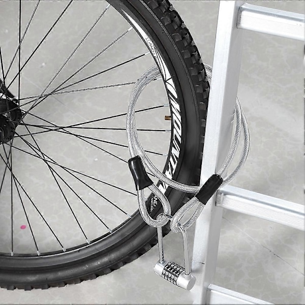 120 cm:n pitkä kestävä teräsvaijerilukko suljetuilla silmukoilla, halkaisija 8 mm