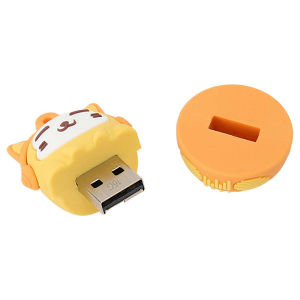 Cartoon Flash Drive PVC USB2.0 Kattmönster Plug and Play Stötsäker U-Disk för Telefon Laptop Saffran 16g