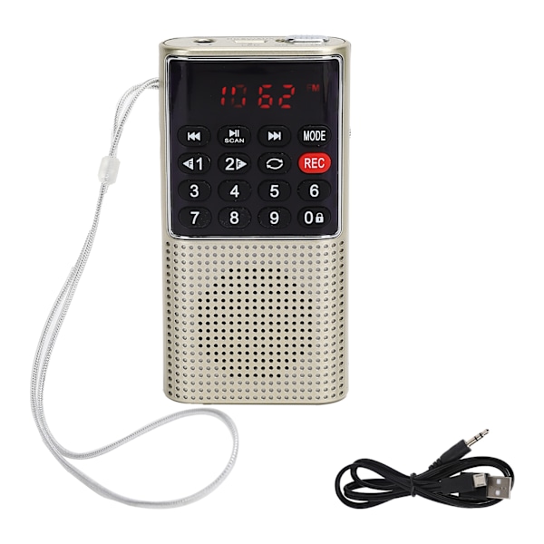 L‑328 Mini FM Radio Speaker Portable Multifunction USB Music MP3 Player with Earphone Port Gold