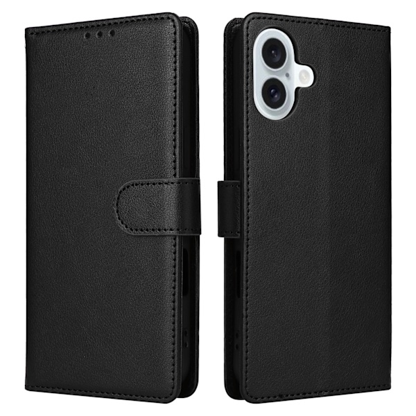 iPhone 16-fodral i äkta läder, svart