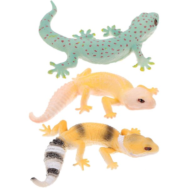 3 stk. Falske Gecko Modeller Realistiske Reptil Dyrefigurer Gecko Reptil Rekvisitter