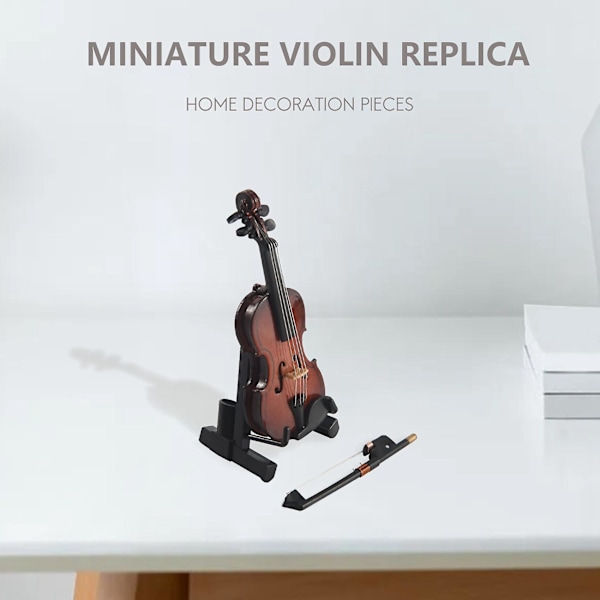 Violin Musik Instrument Miniatur Replika med Etui, Størrelse 4''