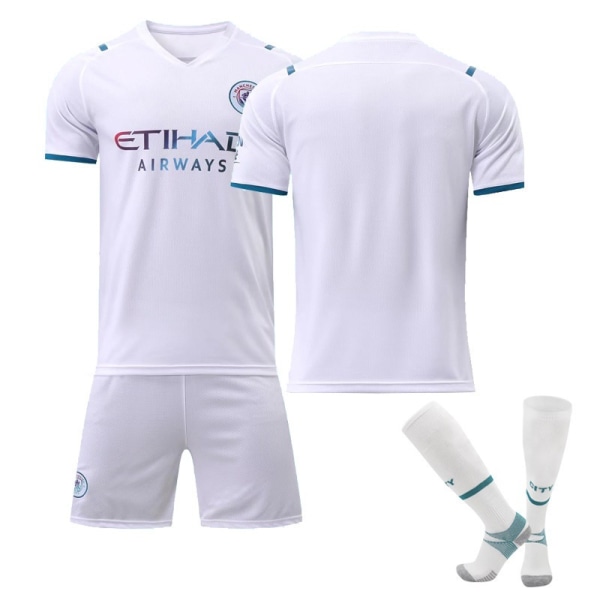 21-22 Manchester City White Away fodboldtrøje nr. 17 De Bruyne Trøje Træningsdragt til voksne børn no number S