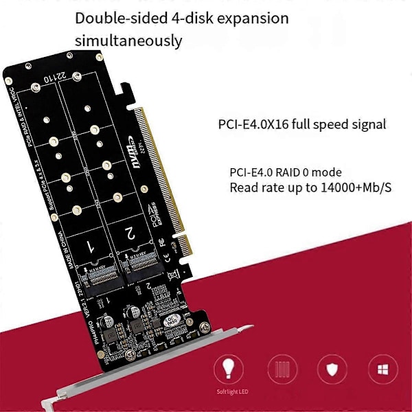 PCIeX16 til M.2 M-Key NVMEx4SSD 2U Server Array Udvidelsesadapter Splitter Multifunktionel Bærbar