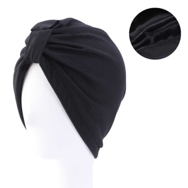 Sovehætte Satin Turban - Sovehætte One-Size Sort sort black