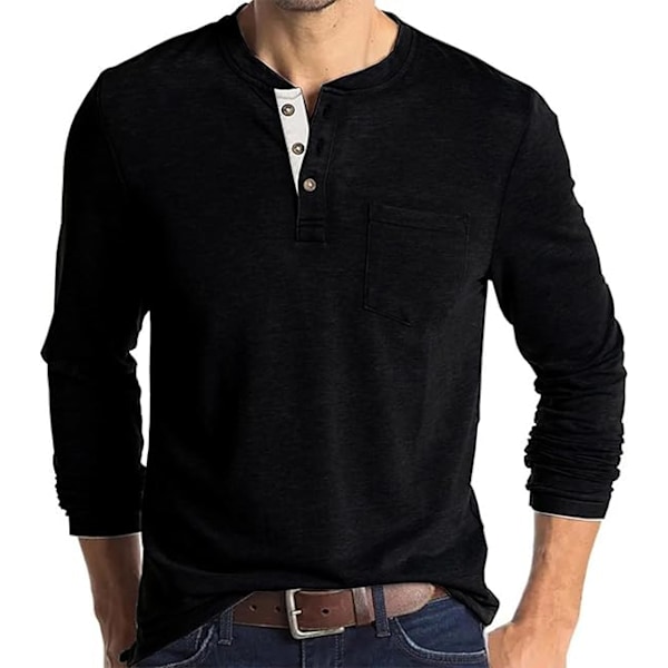 Men's Long Sleeve T-Shirts Cotton Henley Casual Fashion T-Shirts