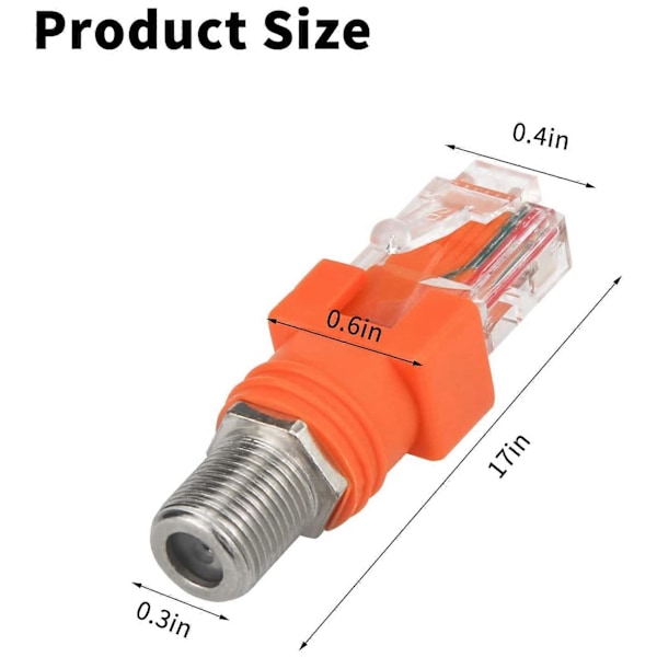 Koaksial til Ethernet-adapter, 4-pakning Koaks RF F Hunn til RJ45 Hann Konverter for Linjetester