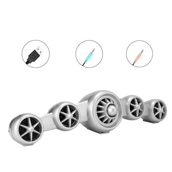 SADA D-219 Bluetooth-högtalare för flygplan, mobiltelefon, dator, subwoofer (silver)