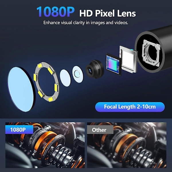 Endoskooppikamera, blayram 4.3'' IPS-näyttö 1080P HD digitaalinen boorkamera LED-valoilla, kädessä pidettävä IP67 vedenpitävä käärmekamera