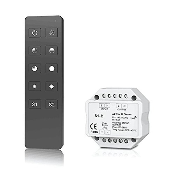 LED-dimmerströmbrytare 2.4G Trådlös RF Fjärrkontroll Dimbar Tryckbrytare Smart Wifi Dimmer för LED-lampa Ljus