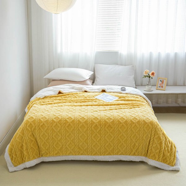 Vinterfleecefilt, supersoft mikrofiber, dubbelsidig flanellfilt, varm, ultra mjuk, lämplig för soffa, sovrum Yellow 100*150cm
