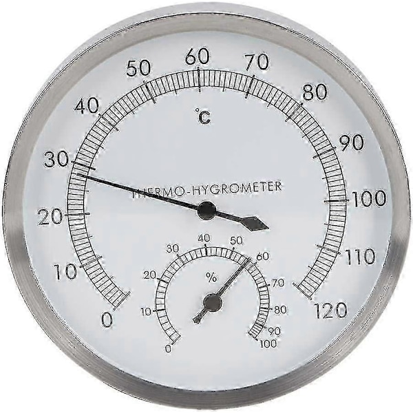2-i-1 Rostfritt Stål Bastu Termometer Hygrometer Thermo-hygrometer Bastu Tillbehör 1st Vit