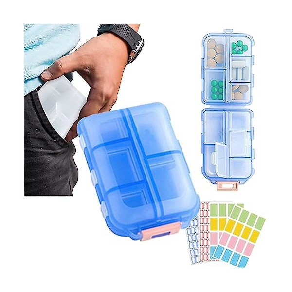 Med Wallet Piller med Etiketter, Medwallet, Med Wallet Pill Case, Bärbar Daglig Pill Case, Medicin W